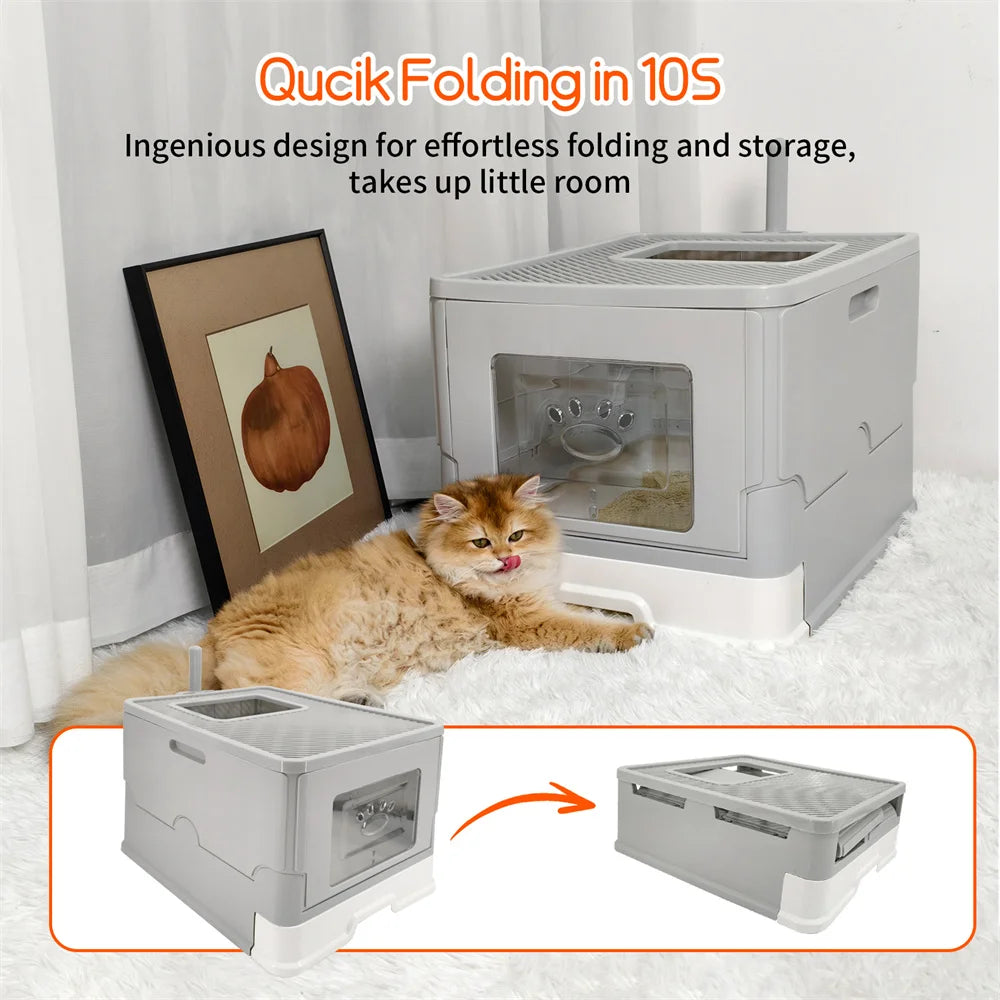 Stor Kattoalett med Lock och Hopfällbar Design
