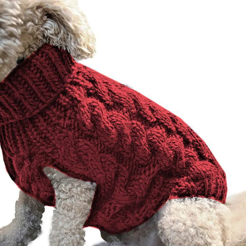 Stickad Vintertröja för Hund & Katt – Mjuk Pullover med Polokrage för Kalla Dagar