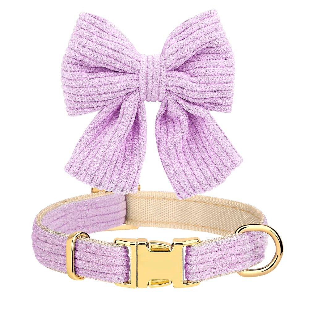 Sött Halsband och Koppelset i Sammet för Små till Medelstora Hundar