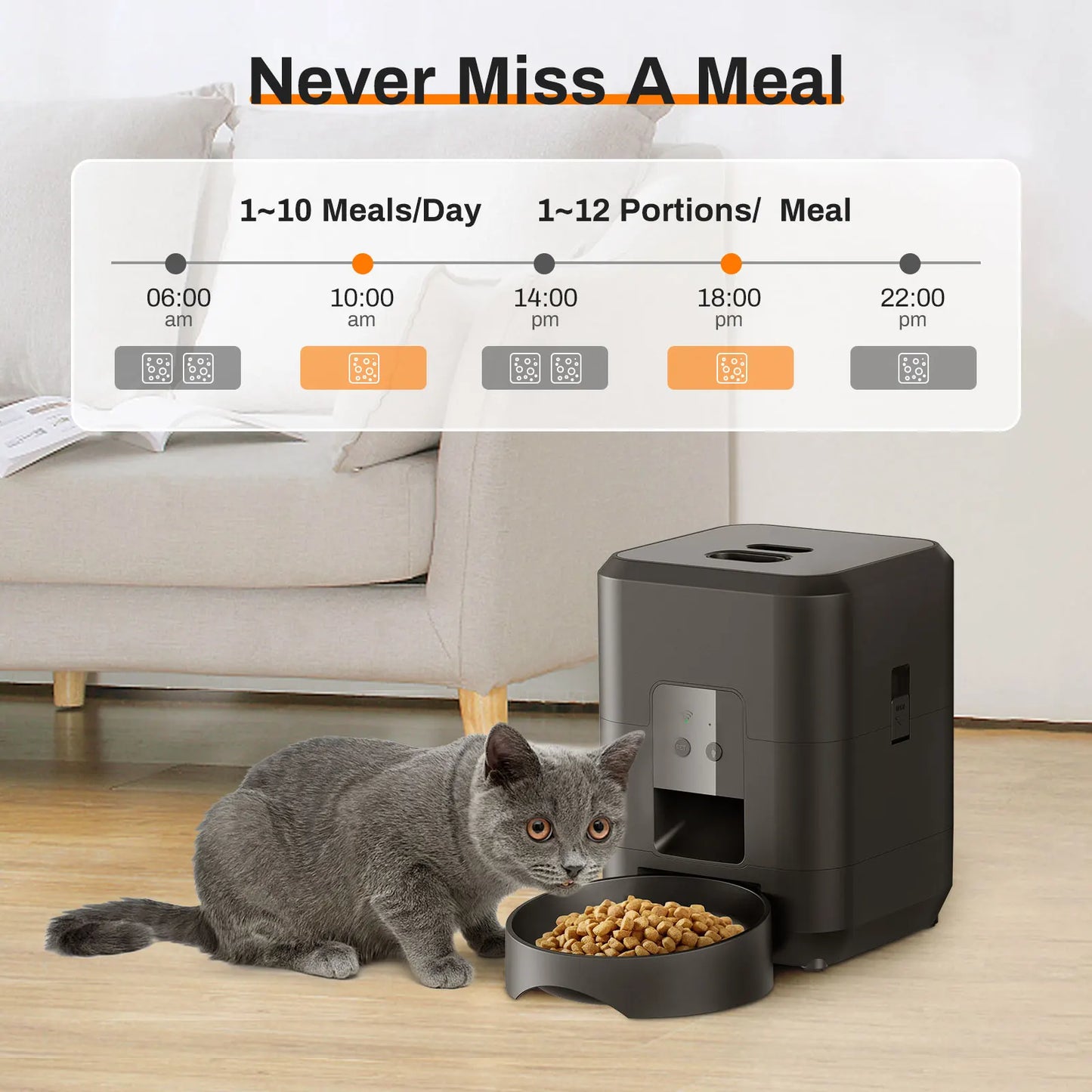 Smart Automatisk Matare för Katt & Hund – Tidsinställning, Portionskontroll & Dubbel Skål