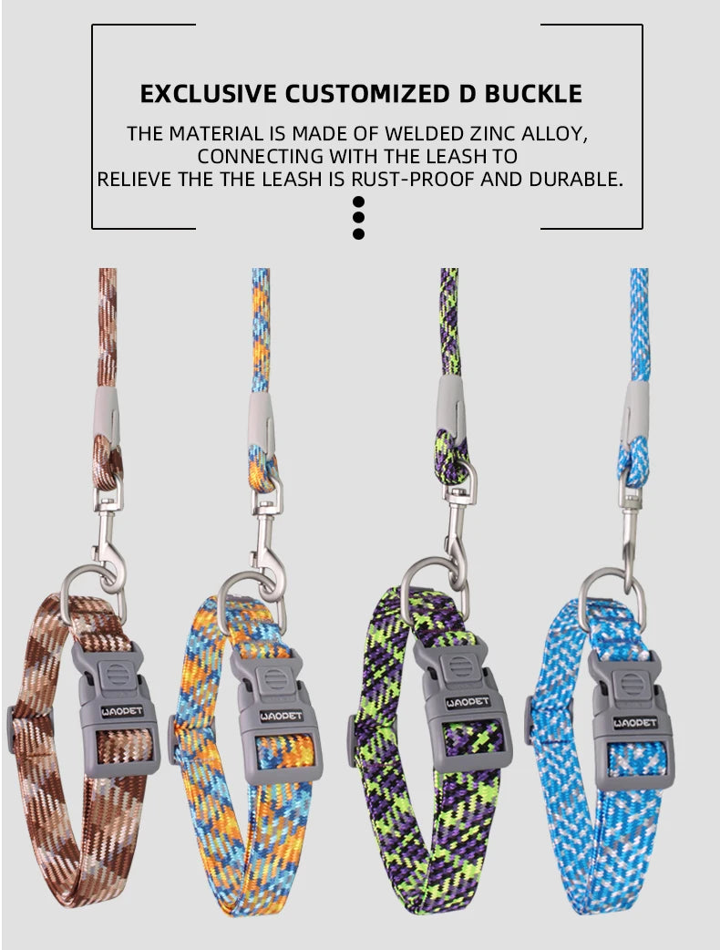 Justerbart Reflekterande Flätat Hundhalsband i Slitstark Nylon - för Medelstora till Stora Hundar