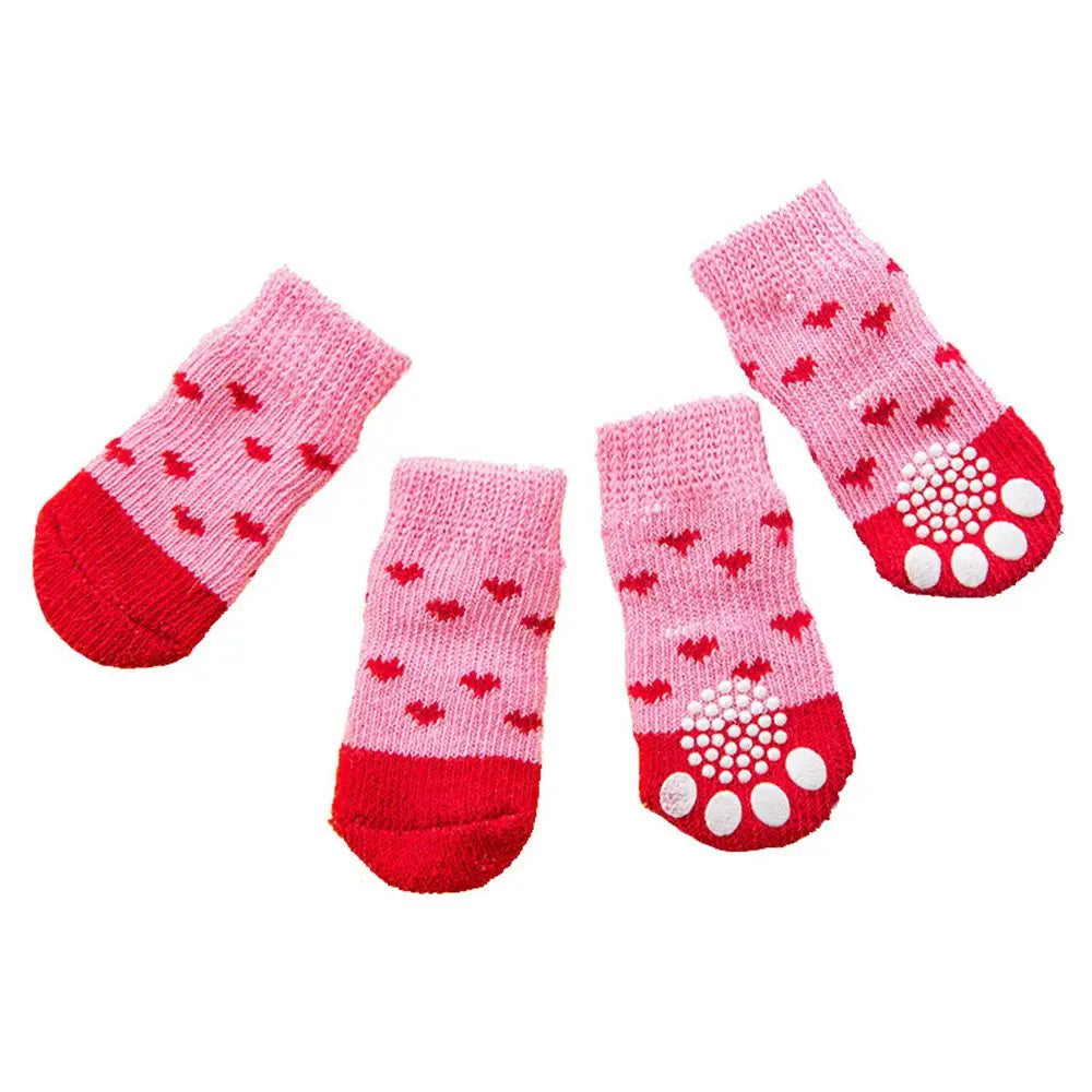 Söta Halkfria Hund- och Kattsockor i Bomullsblandning – 4-pack