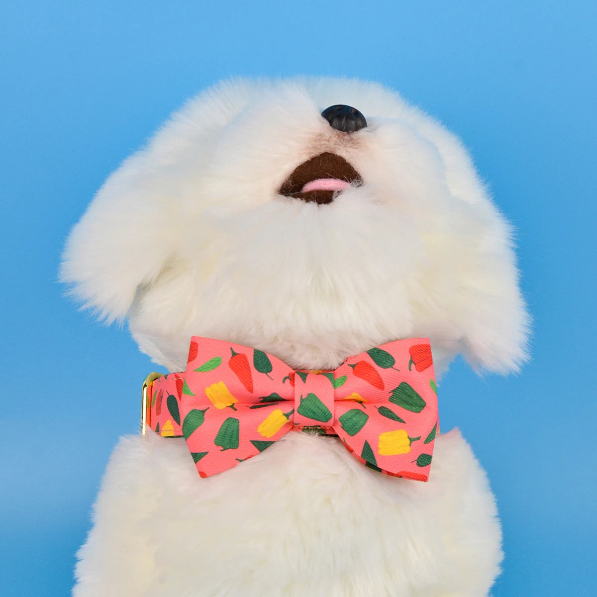 Snyggt och Justerbart Hundhalsband med Rosett – Tryckt Dubbel Design