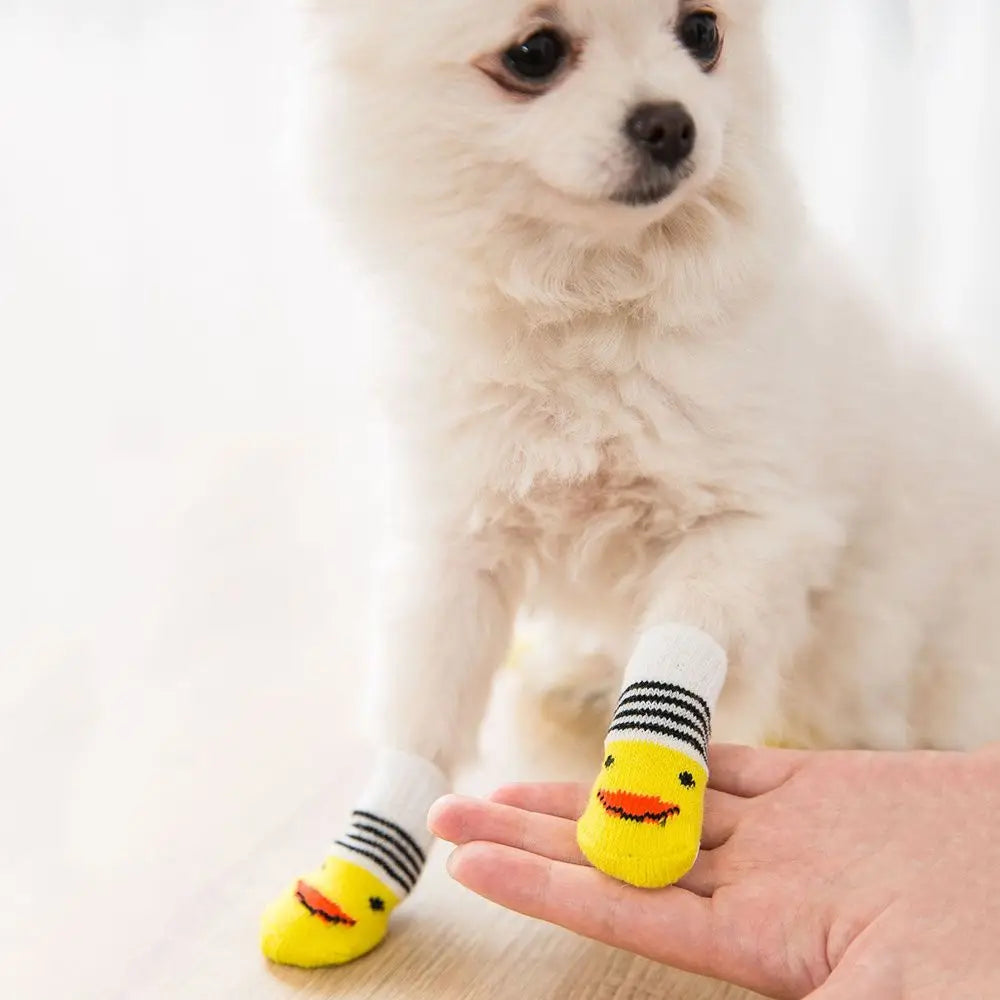 Söta Halkfria Hund- och Kattsockor i Bomullsblandning – 4-pack