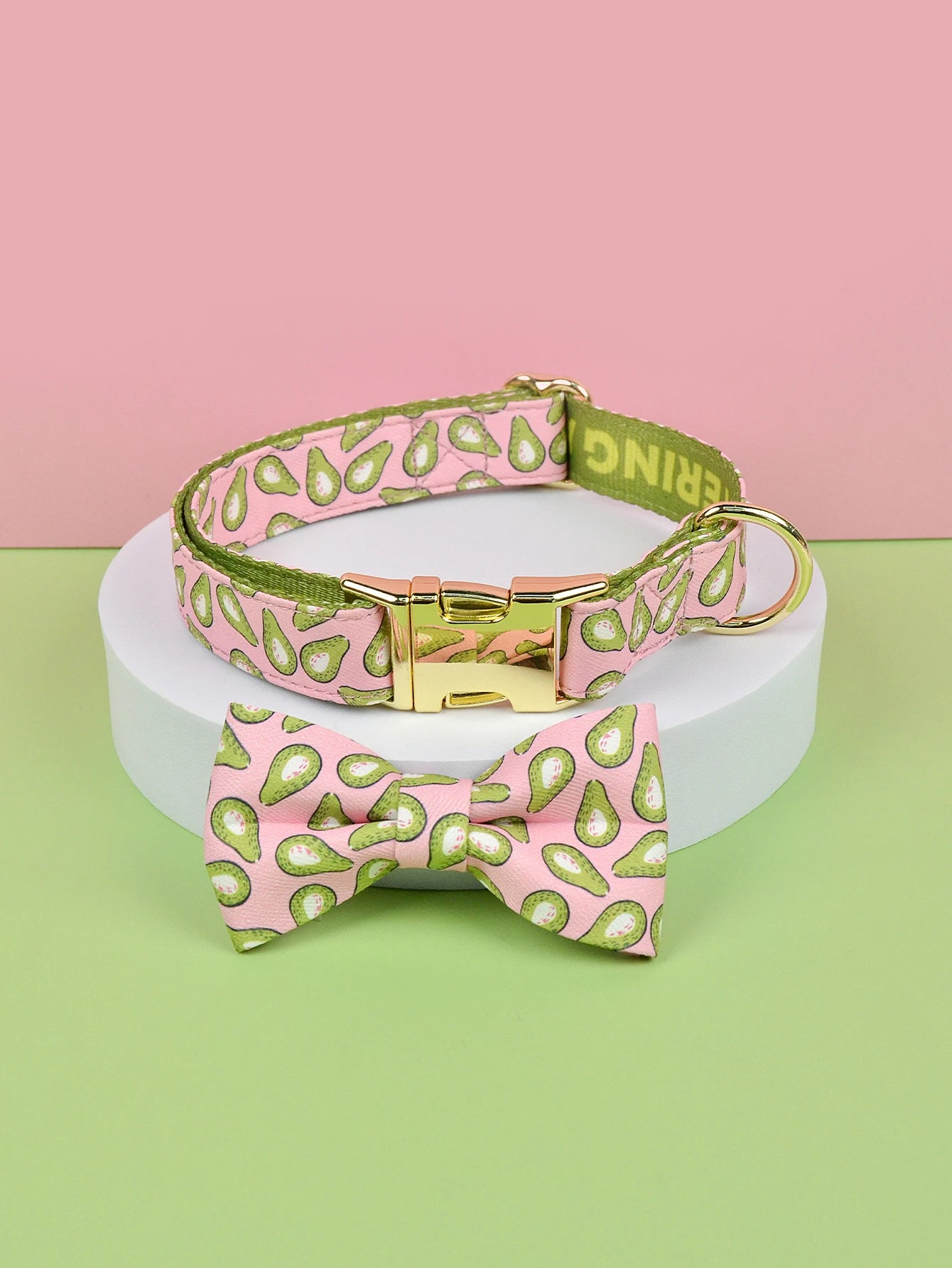 Snyggt och Justerbart Hundhalsband med Rosett – Tryckt Dubbel Design