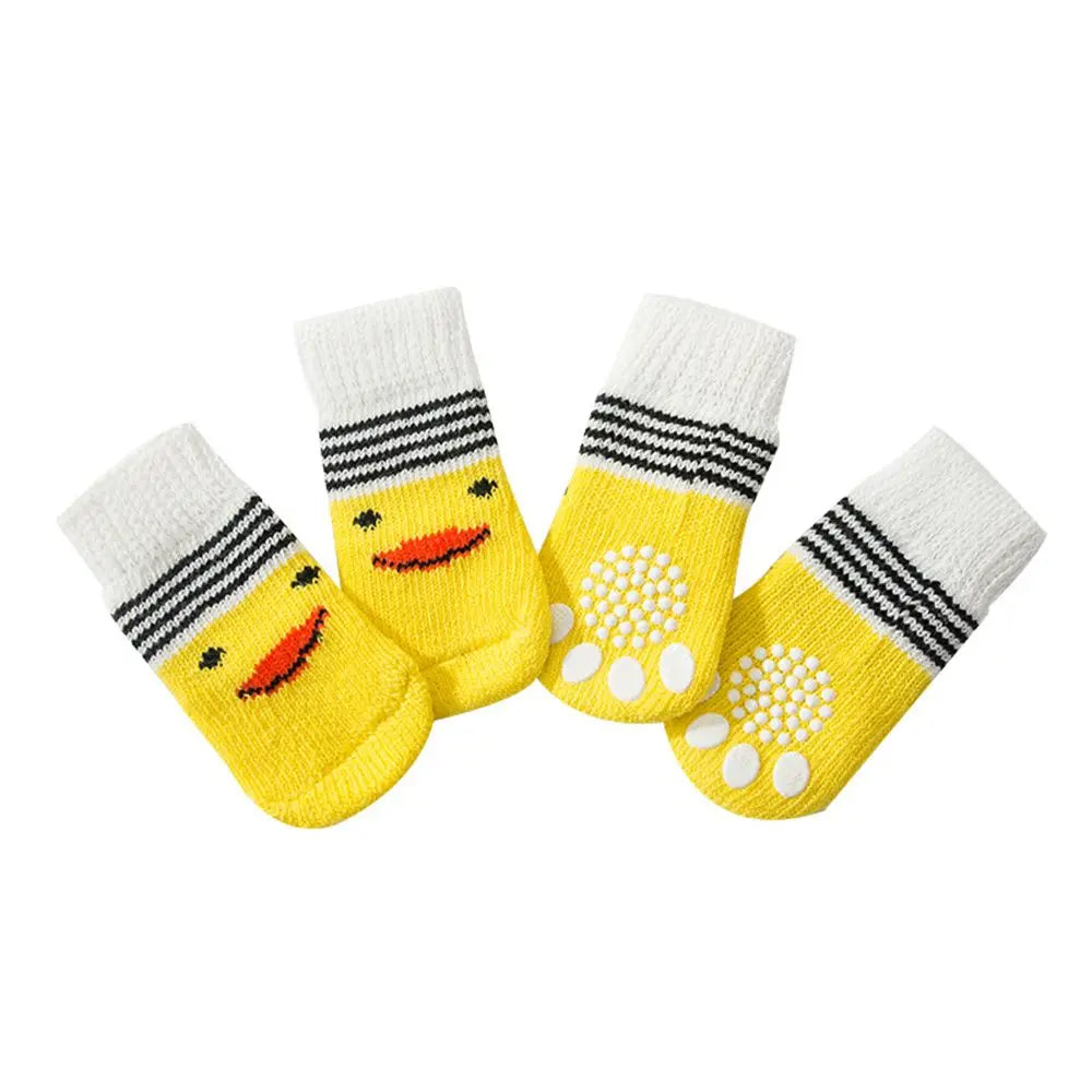 Söta Halkfria Hund- och Kattsockor i Bomullsblandning – 4-pack
