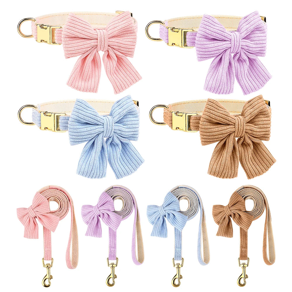 Sött Halsband och Koppelset i Sammet för Små till Medelstora Hundar