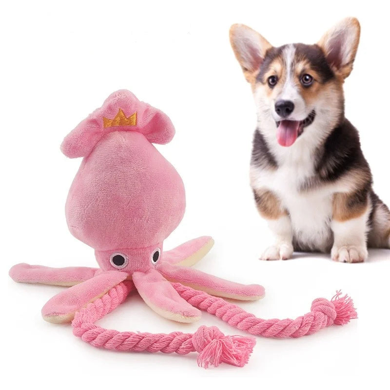 Hundtuggleksak Bläckfisk i Rosa Plysch – Pipleksak för Hundar