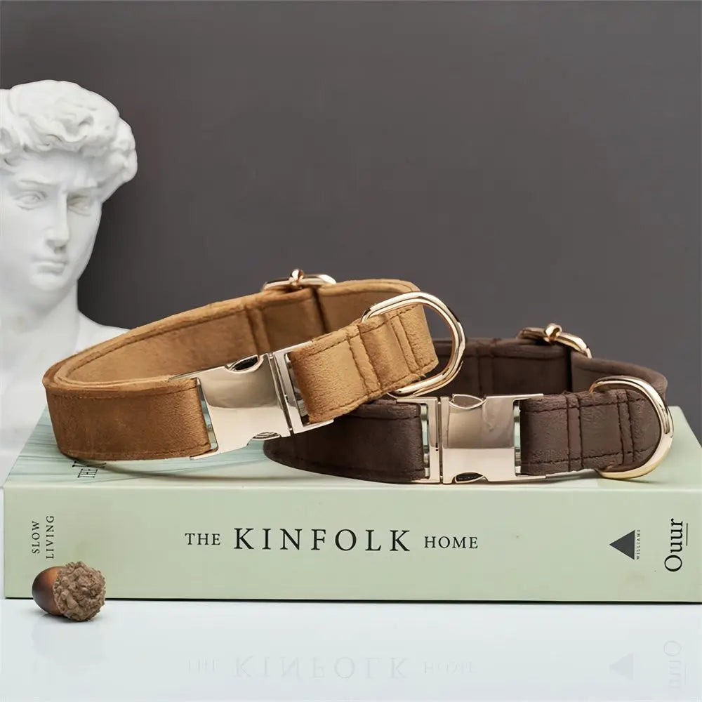 Elegant Sammetshalsband med Matchande Koppel – Stilfullt Set i Mjuka Färger