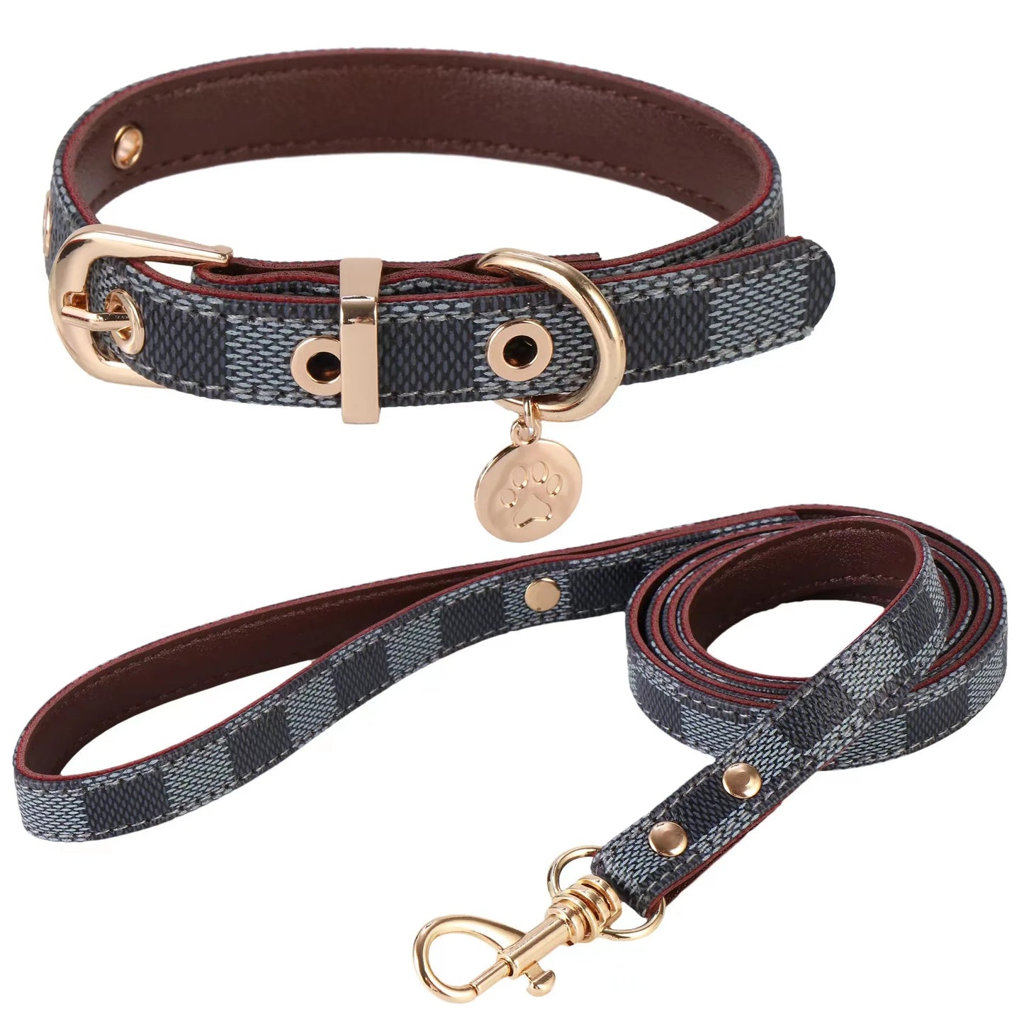 Exklusivt Halsband & Koppel i Vintagestil med Berlock – För Hundar med Stil