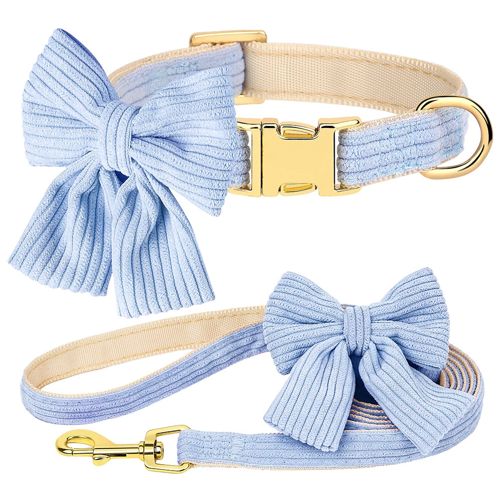Sött Halsband och Koppelset i Sammet för Små till Medelstora Hundar