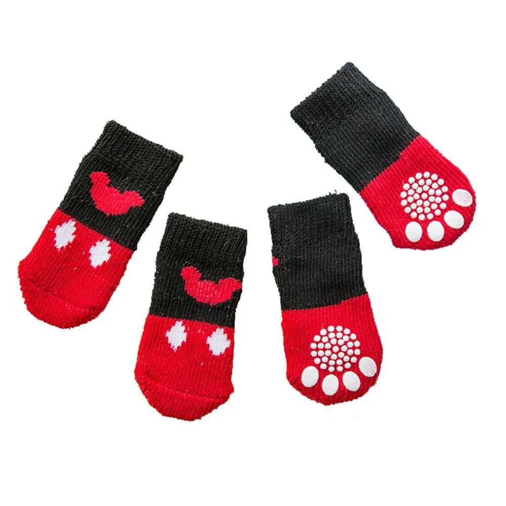 Söta Halkfria Hund- och Kattsockor i Bomullsblandning – 4-pack