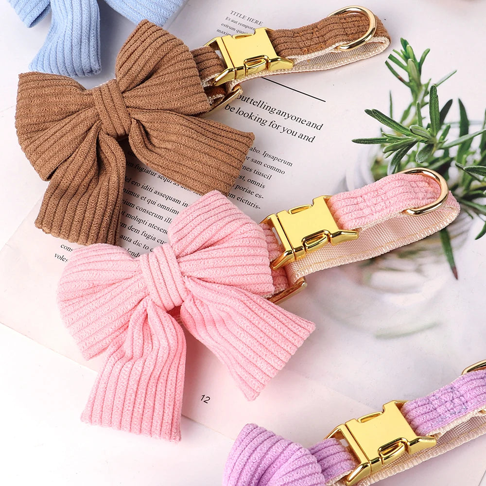 Sött Halsband och Koppelset i Sammet för Små till Medelstora Hundar