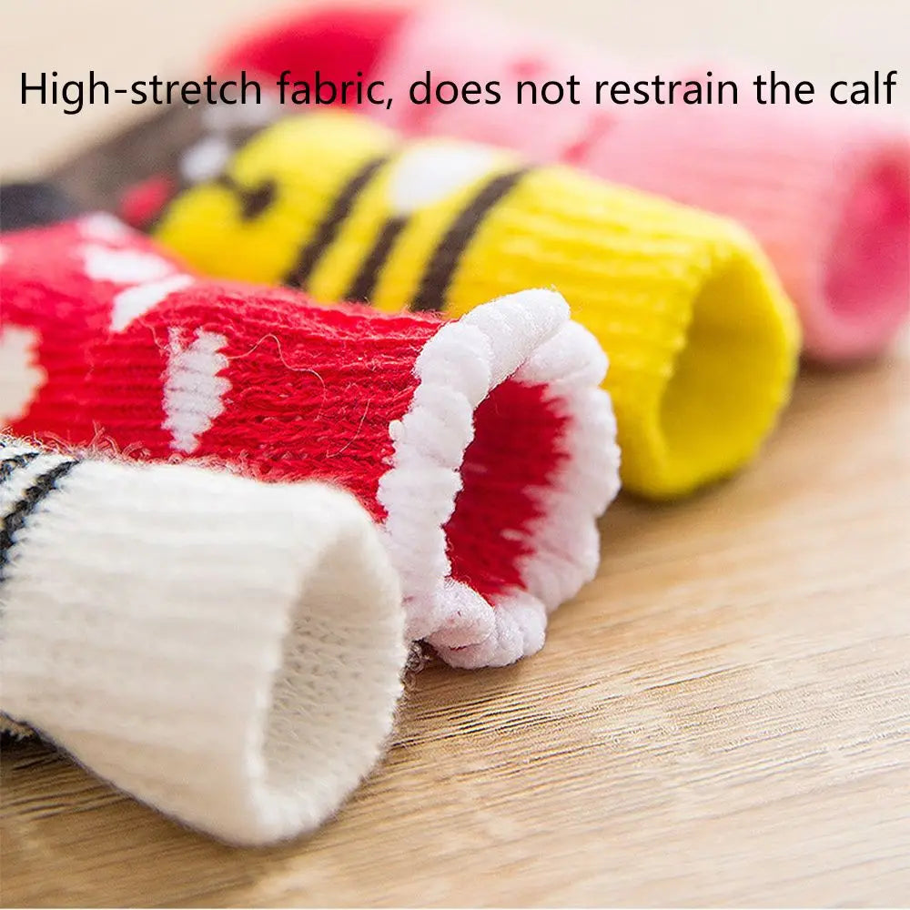 Söta Halkfria Hund- och Kattsockor i Bomullsblandning – 4-pack