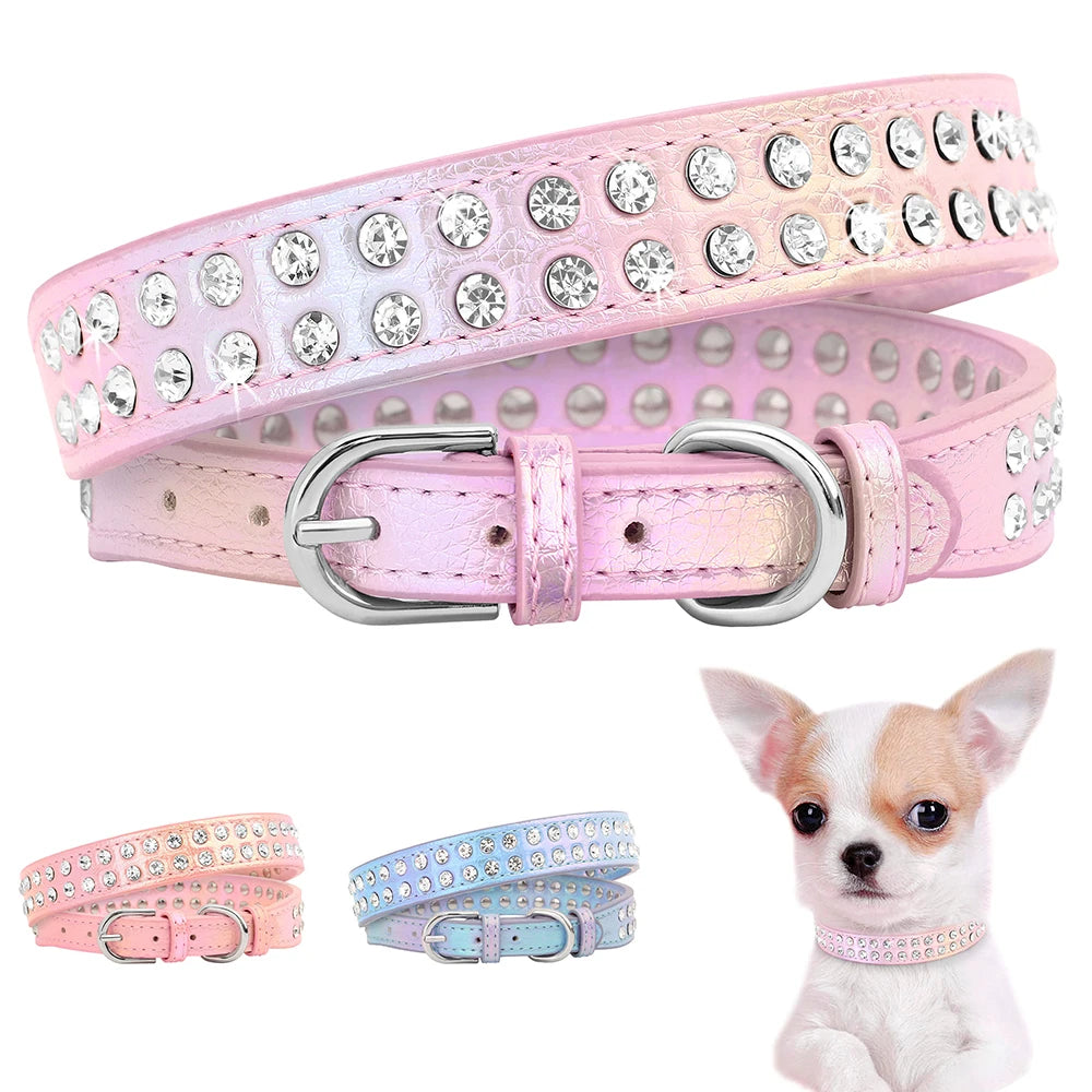Stilrent Halsband med Glittrande Kristaller för Små Hundar och Katter