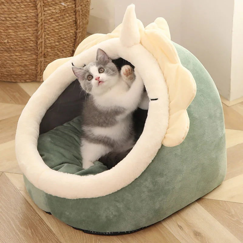Mjuk och Trygg Kattsäng med Söt Design – Perfekt Sovplats för Din Katt eller Liten Hund