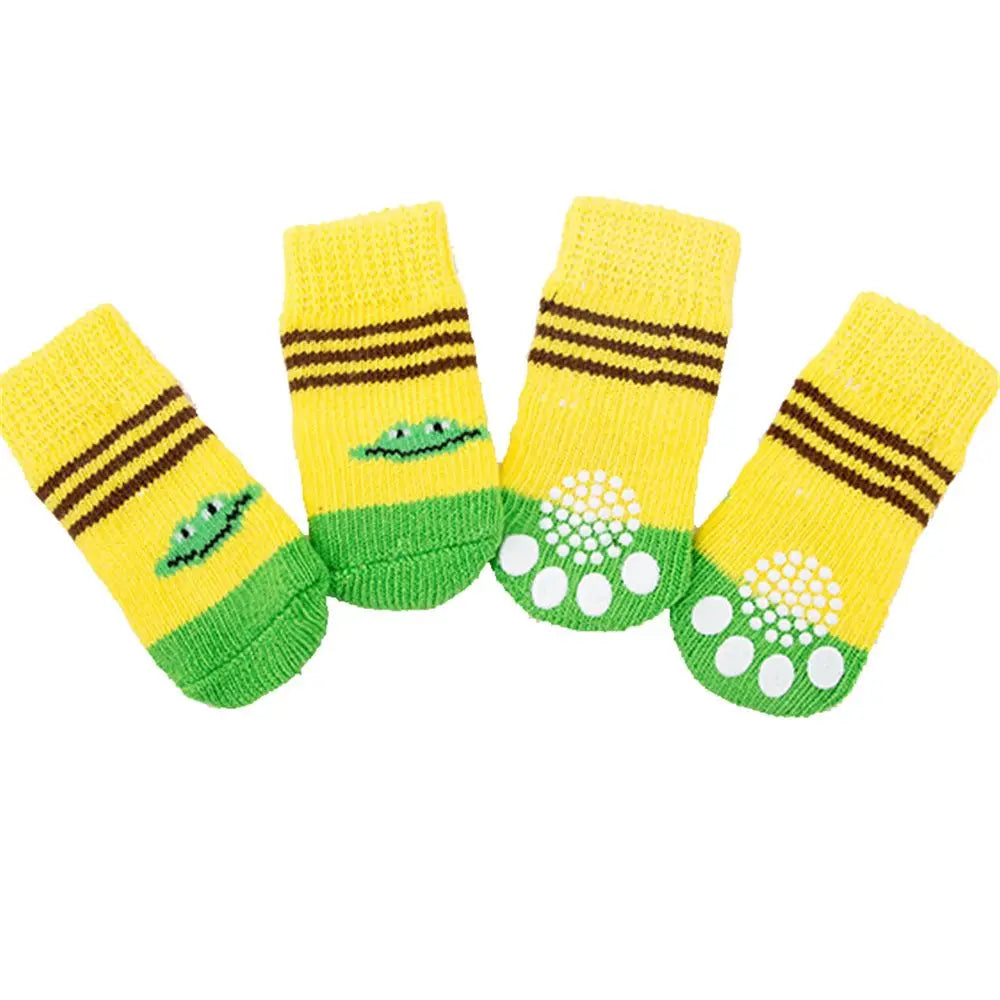 Söta Halkfria Hund- och Kattsockor i Bomullsblandning – 4-pack