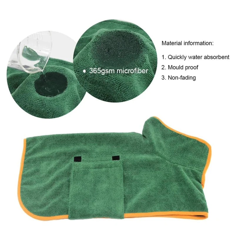 Hundbadrock av Microfiber för Små till Stora Hundar