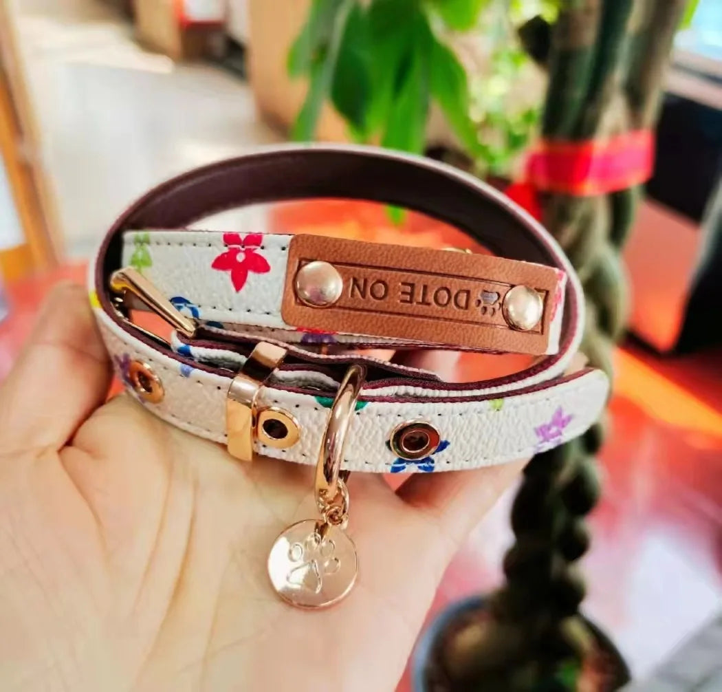 Exklusivt Halsband & Koppel i Vintagestil med Berlock – För Hundar med Stil