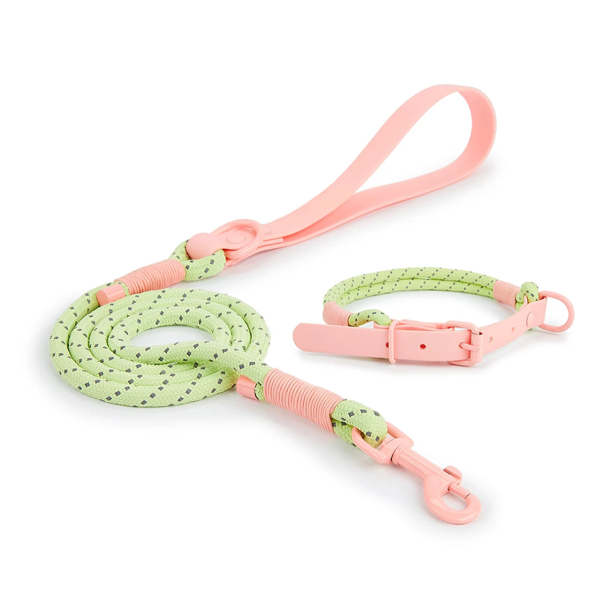 Populärt Justerbart Halsbands- och Koppelset i Reflekterande Nylon – Hundpromenad i Somrig Design