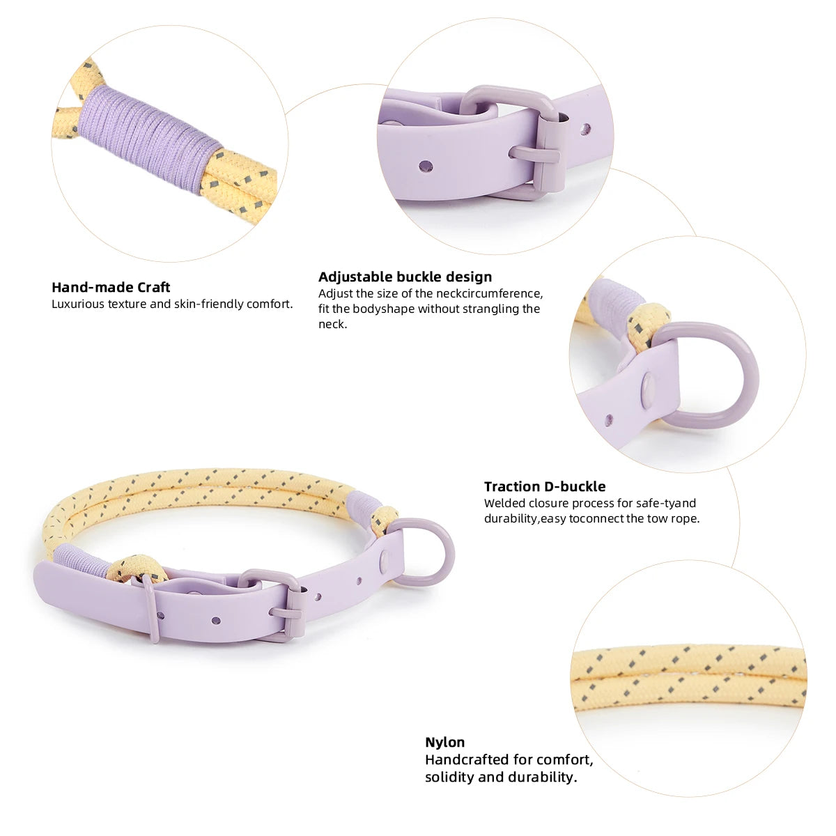 Populärt Justerbart Halsbands- och Koppelset i Reflekterande Nylon – Hundpromenad i Somrig Design