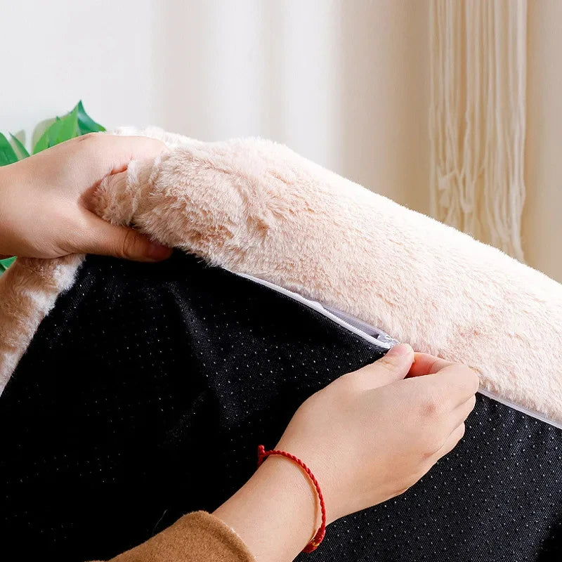 Elegant Kattsäng i Plysch – Varm och Bekväm Soffbädd för Katter och Små Hundar
