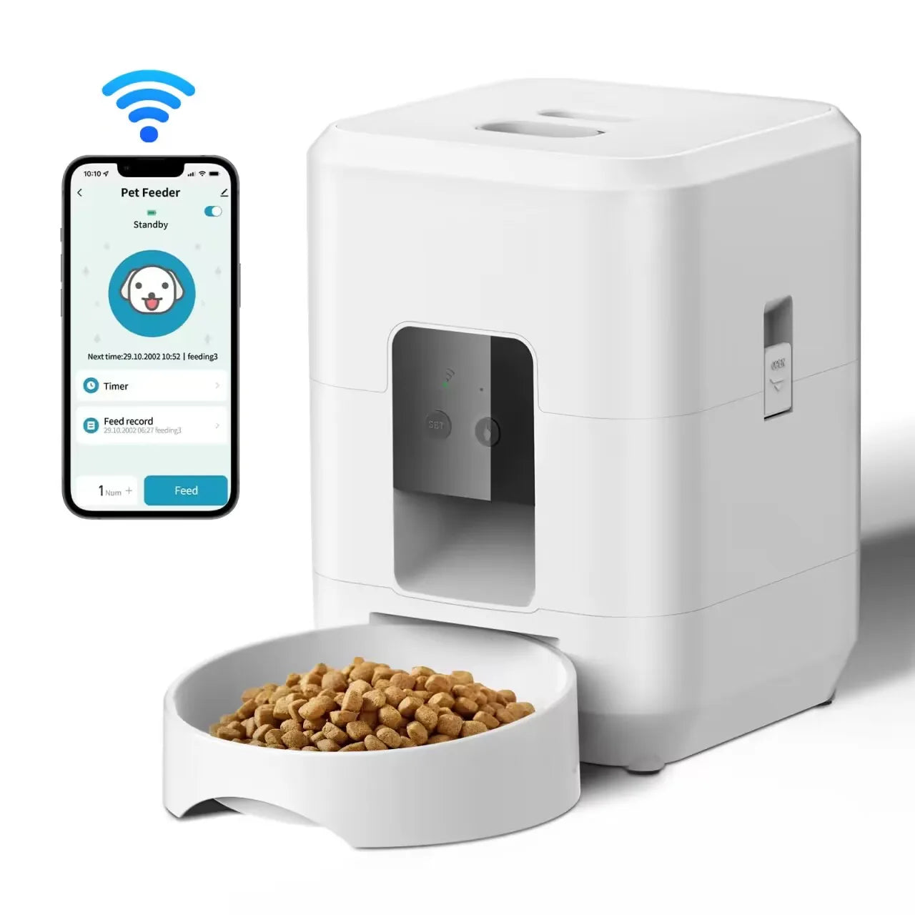 Smart Automatisk Matare för Katt & Hund – Tidsinställning, Portionskontroll & Dubbel Skål