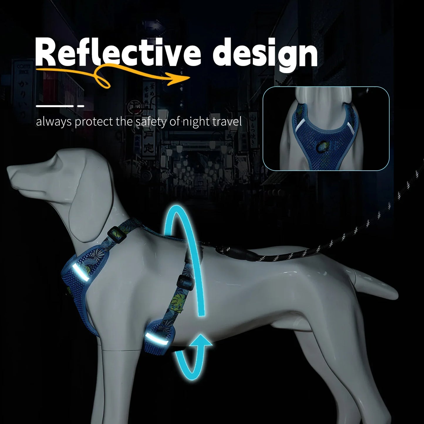 Reflekterande Hundsele med Nättyg – Bekväm & Säker Sele med Matchande Koppel