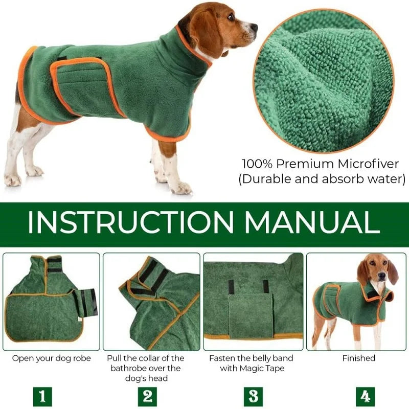 Hundbadrock av Microfiber för Små till Stora Hundar