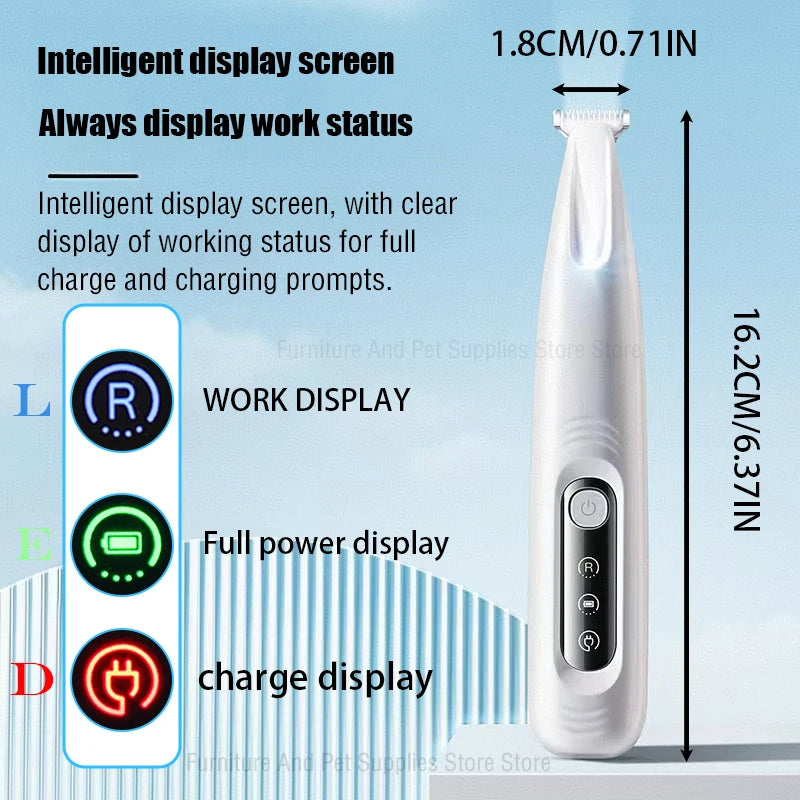Uppladdningsbar Tass- Och Detaljtrimmer för Hundar och Katter – LED-Ljus, Display och Vattentät Design