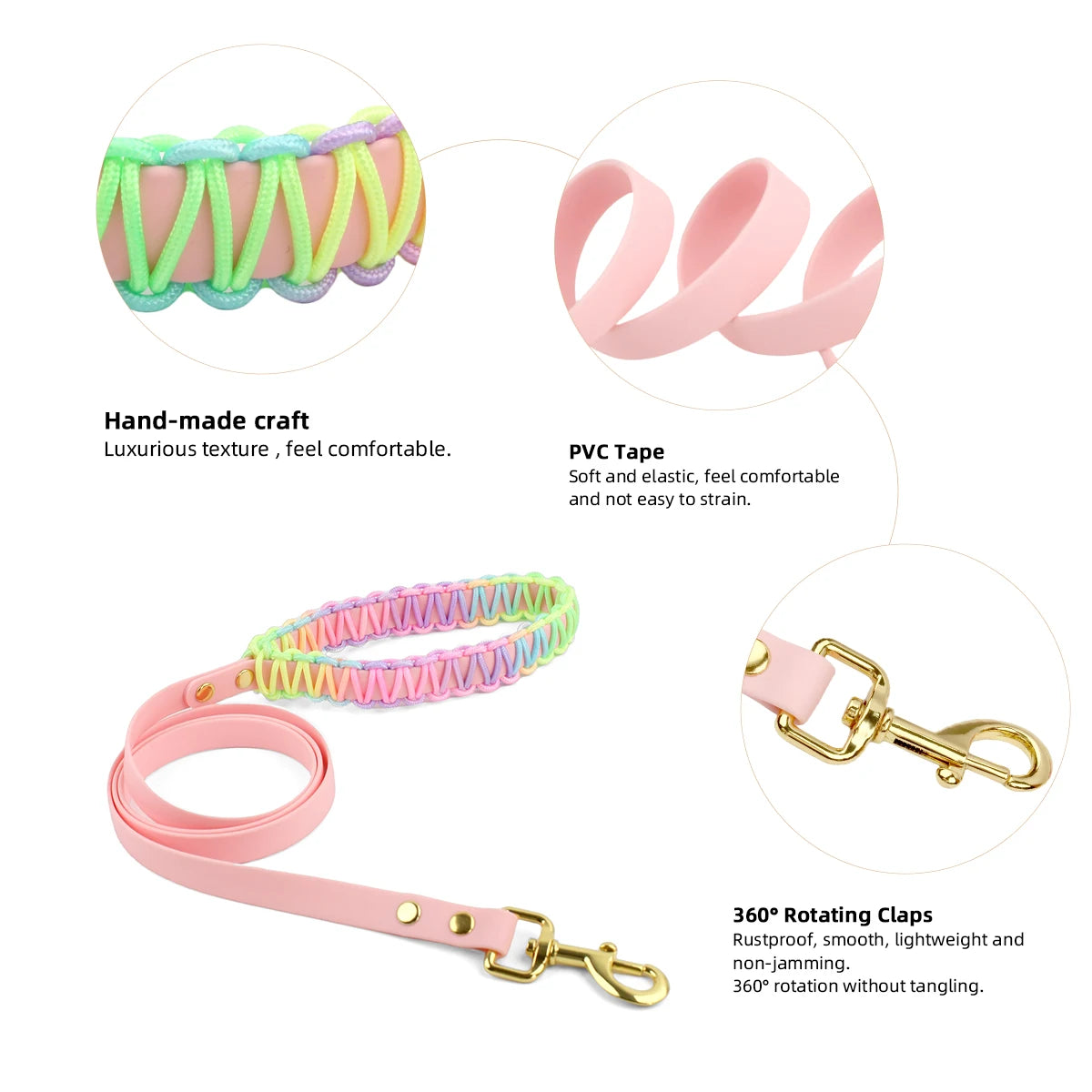 Justerbart Hundhalsband och Koppelset i PVC och Flätad Nylon – Färgglatt och Slitstarkt