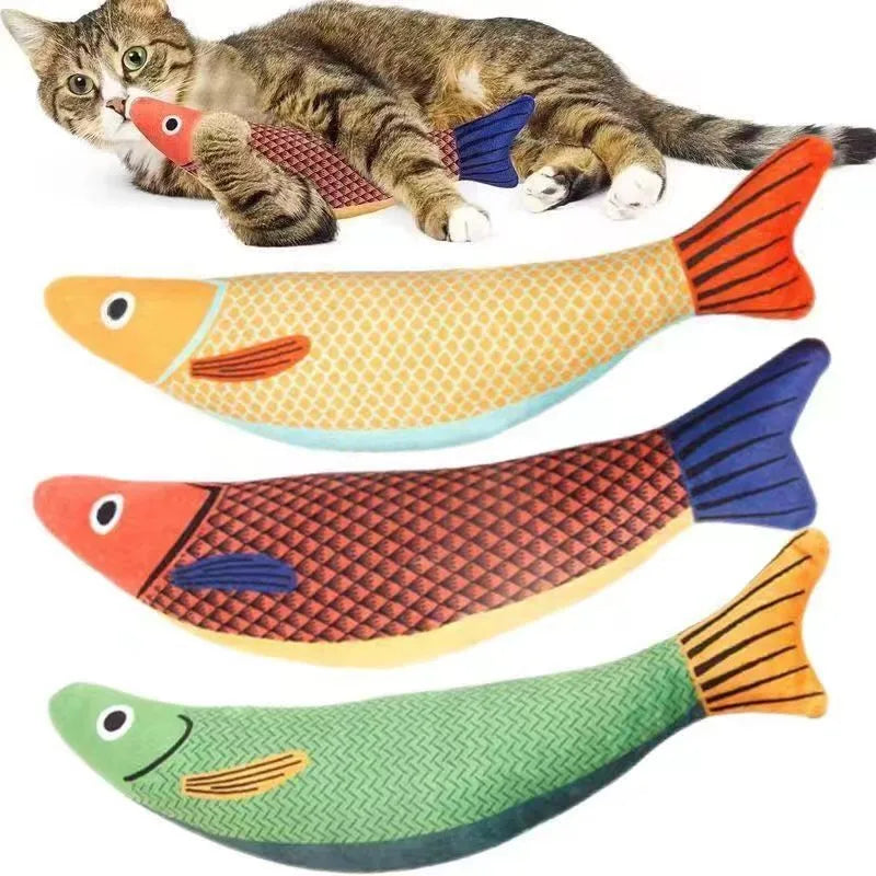 Kattleksak med Kattmynta - Interaktiv Plysch Fisk