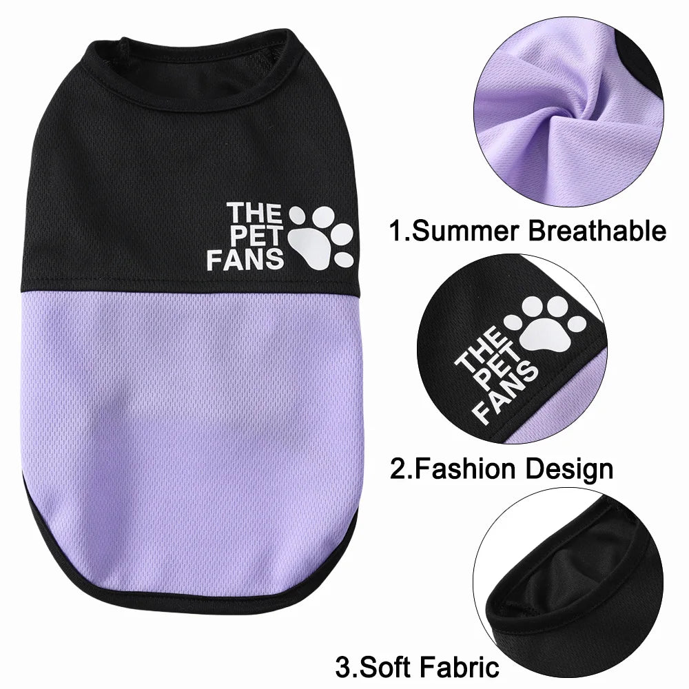 UV-Skyddande Sommartröja för Hund och Katt – Andningsbar T-shirt med Tassmönster