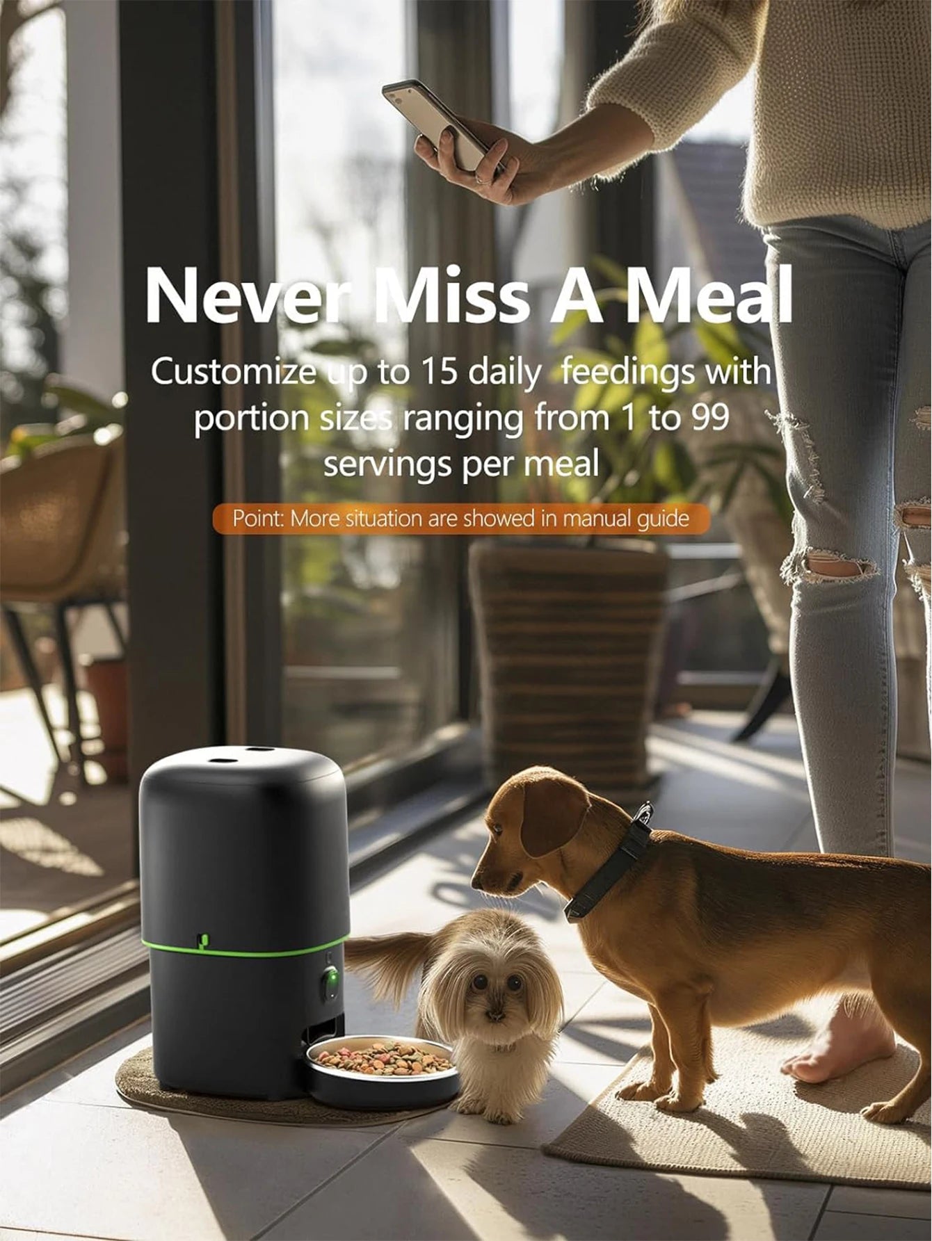 smart automatisk fodermatare med kamera och appstyrning för hund och katt