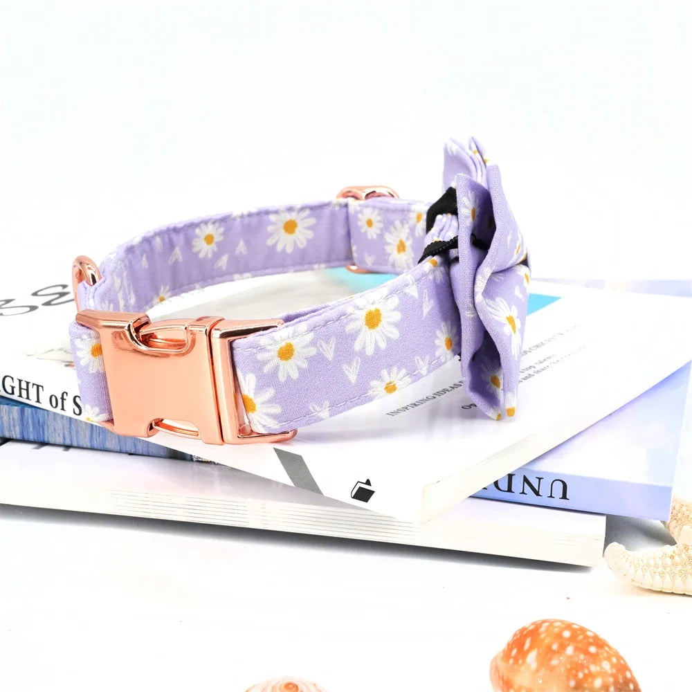 elegant handgjort hundhalsband med rosett och roséguldspänne