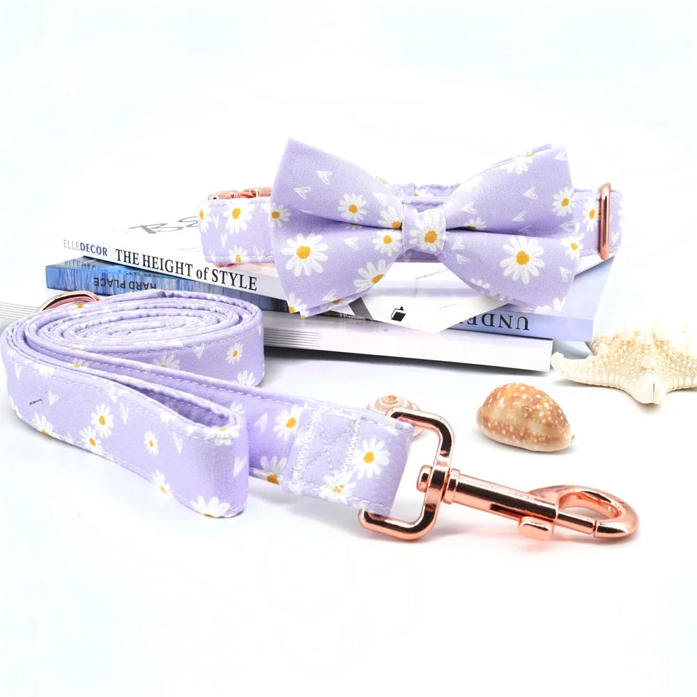 elegant handgjort hundhalsband med rosett och roséguldspänne