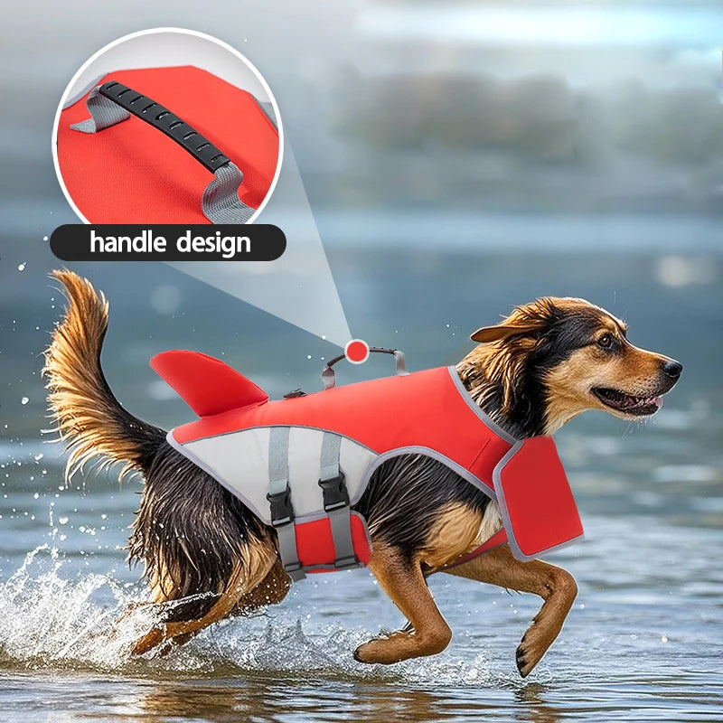hundflytväst med hajfena justerbar passform och lyfthandtag