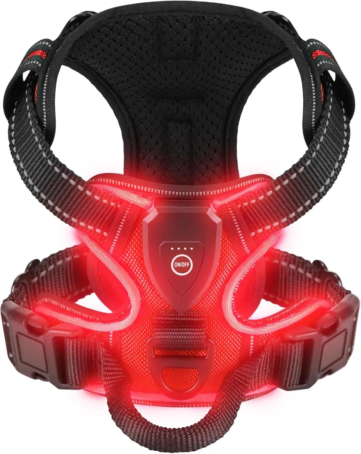 innovativ led-sele för hund med reflekterande sömmar och tre ljuslägen