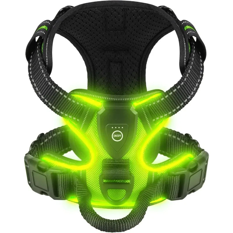 innovativ led-sele för hund med reflekterande sömmar och tre ljuslägen