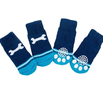 Söta Halkfria Hund- och Kattsockor i Bomullsblandning – 4-pack