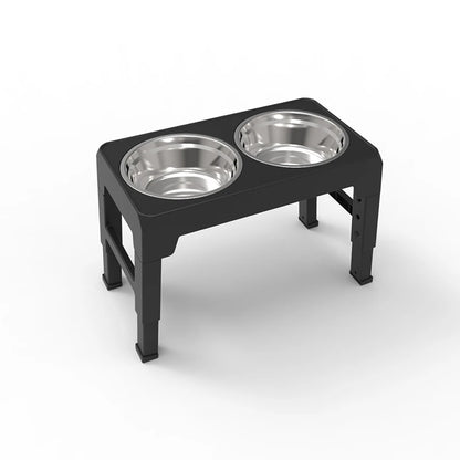 Upphöjt Matbord för Hund - Justerbar Höjd med Dubbla Rostfria Skålar