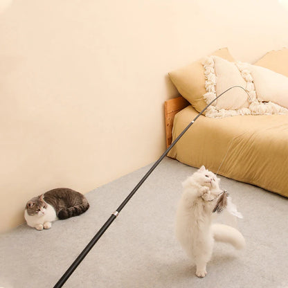 Kattspö Teleskopiskt Extra Långt 180 cm med Fjäder