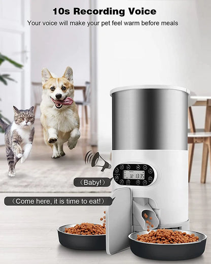 Appstyrd Automatisk Foderautomat för Katt & Hund – 4 Måltider/Dag, Röstinspelning & Sensorstyrd Matning