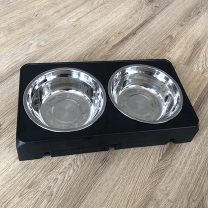 Upphöjt Matbord för Hund - Justerbar Höjd med Dubbla Rostfria Skålar