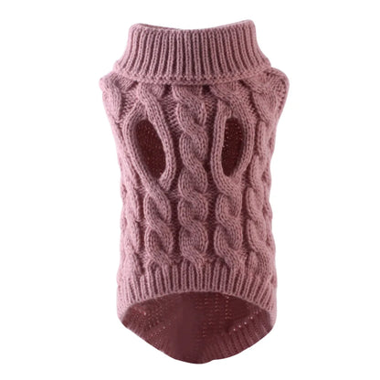 Stickad Vintertröja för Hund & Katt – Mjuk Pullover med Polokrage för Kalla Dagar