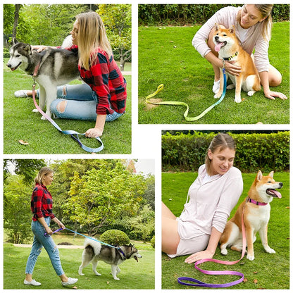 Färgglatt Hundkoppel & Halsband – Justerbart Nylonsset