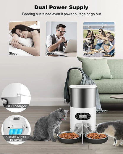 Appstyrd Automatisk Foderautomat för Katt & Hund – 4 Måltider/Dag, Röstinspelning & Sensorstyrd Matning