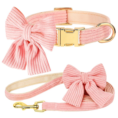 Sött Halsband och Koppelset i Sammet för Små till Medelstora Hundar
