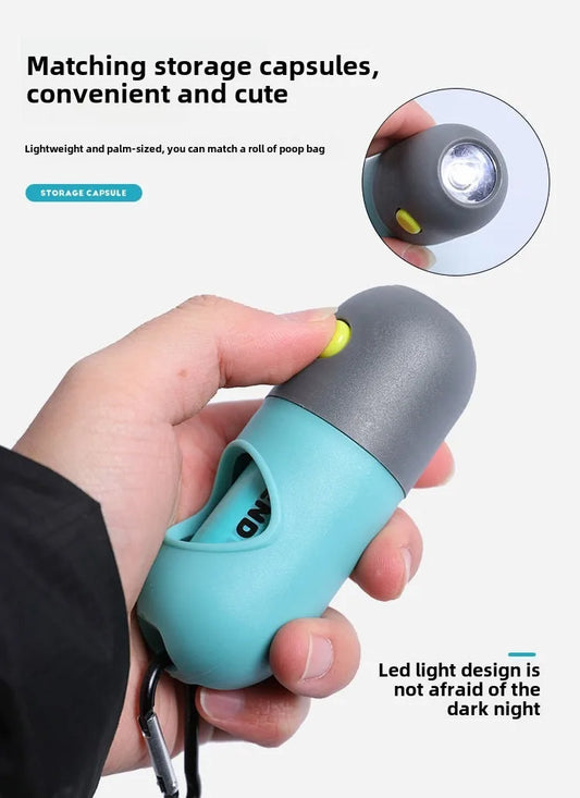 Avföringspåsehållare med LED – Kompakt Dispenser för Hundpromenader i Mörker