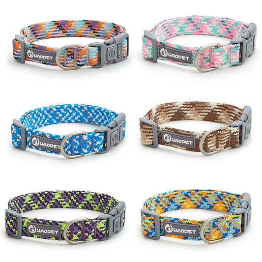 Justerbart Reflekterande Flätat Hundhalsband i Slitstark Nylon - för Medelstora till Stora Hundar